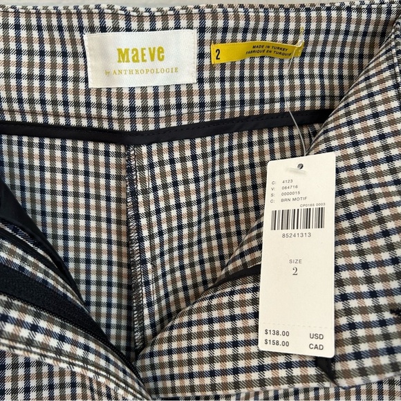 NWT, Maeve by Anthropologie Women’s Multi Checkered Plaid Kick Flare Trousers, 2 - Picture 3 of 12
